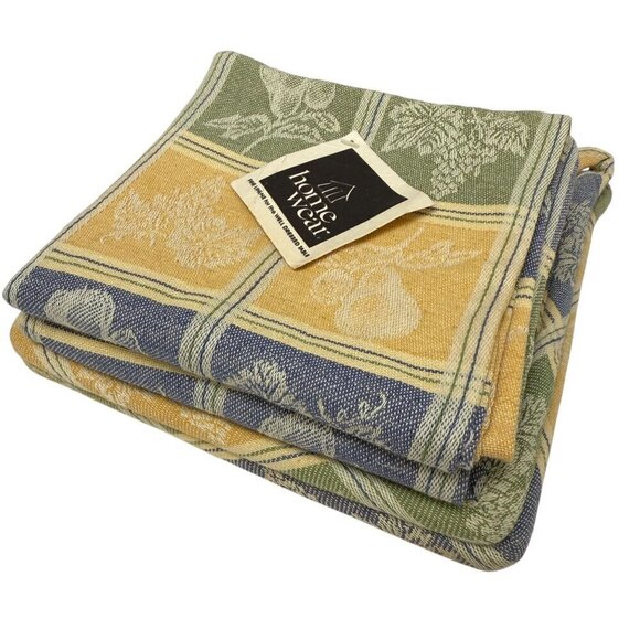 French Country Dish Towels and Potholders 4pc Set Yellow Tapestry 100% Cotton Ho - Picture 2 of 11